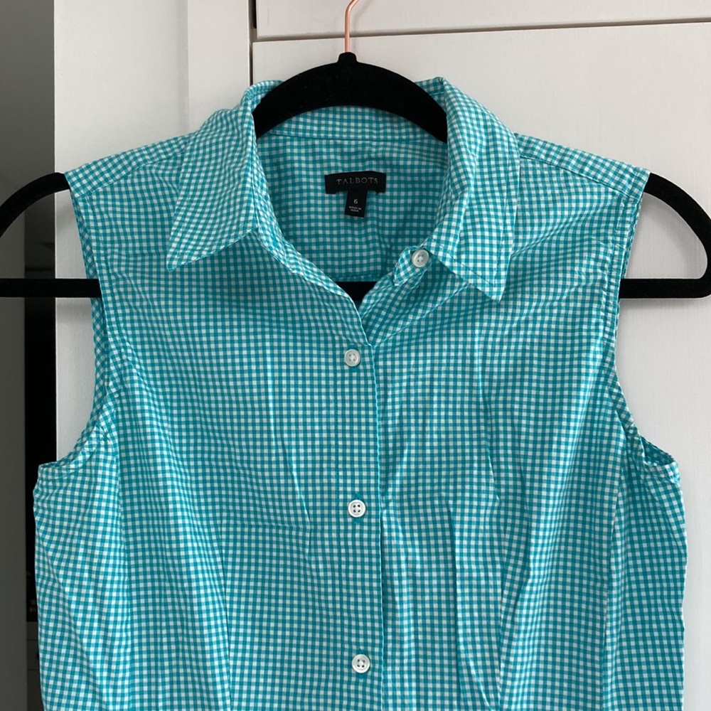 Talbots Gingham Check Pattern Button Down Dress -… - image 2
